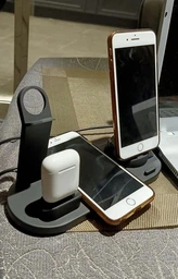 Беспроводная зарядная док-станция 15W 4в1 Smart Fast Wireless Charger универсвльная для iPhone, Android, Apple Watch, ApplePods, AirPods, Samsung и всех телефонов, наушников, смарт-часов с функцией беспроводной зарядки Qi фото от покупателей 17