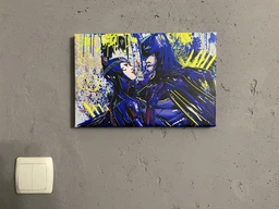 Картина на холсте art dc batman catwoman kiss love поцелуй любовь 20х30 см