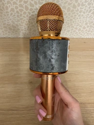 Бездротовий Bluetooth мікрофон для караоке, що змінює голос WSTER WS-858 Рожеве Золото фото від покупців 3