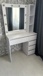 Туалетный столик с полками, тумбой и подсветкой в белом MS640, Markson ш900*в1600*г400мм фото от покупателей 10