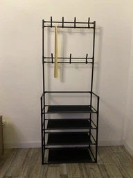 Вешалка для одежды в прихожую New simple floor clothes rack с полками для обуви металл Черный (5577SMPL) CLS55 фото от покупателей 4