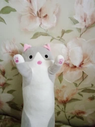 Мягкая игрушка кот батон подушка обнимашка для сна и обнимания детская плюшевая длинная розовая 70 см мягкие игрушки для детей