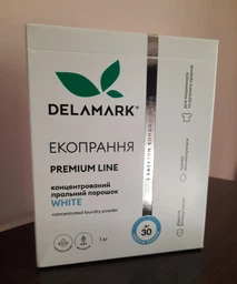 Концентрований безфосфатний пральний порошок Delamark Premium Line White з ефектом кондиціонера 1 кг (4820152330956) фото від покупців 4