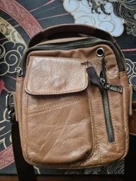 Чоловічий месенджер Vintage з натуральної шкіри з отвором для навушників Рудий (bg204fash16) фото від покупців 1