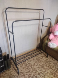Подвійна стійка вішалка для одягу та взуття Loft Rack TW-608 сталева підлогова з полицею Black фото від покупців 11