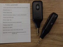 Бездротовий Bluetooth адаптер передавач та аудіоприймач AUX трансмітер 3,5мм з вбудованим акумулятором та мікрофоном BT 5.1