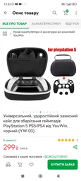 Универсальный, ударопрочный защитный кейс для хранения геймпадов PlayStation 5 PS5 / PS4 от YouWin, черный (YW-03)