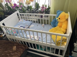 Ліжечко колиска для новонароджених без шухляди, маятник, 3 рівні дна, відкидна боковина, сірий
