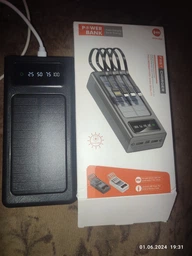 УМБ Power Bank Solar 30000mAh повербанк 4 в 1 із сонячною панеллю, екраном, ліхтариком Black (11229)