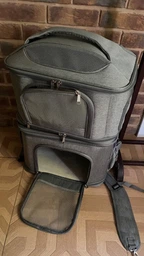 Рюкзак переноска для кота кошки собаки домашних животных до 7 кг с окошком двойной двухместный трансформер кошачьи рюкзаки для переноски двух котов кошек маленьких собак чёрный (002262)