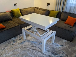 Стол-трансформер LofTerno Head B-Fly Glass 900x550x600 Дуб крафт золотой/Белые ноги/Графитовое стекло фото от покупателей 5