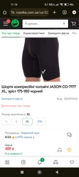 Шорти компресійні чоловічі JASON CO-7177 2XL, зріст 180-185 чорний