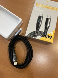 Кабель с дисплеем Essager ES-XCTT1-YDA01 Type-C to Type-C PD 100W 1m - Black