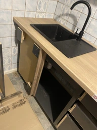 Мойка кухонная, гранитная, прямоугольная Valetti 35R 62х43см Терра + смеситель фото от покупателей 4