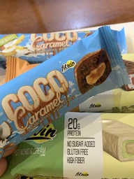 Кокосово-карамельный батончик FitWin Coco Caramel No Sugar Added, 20*40 грамм без добавленного сахара - Миндаль фото от покупателей 3