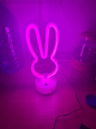 Неоновый светодиодный ночник для интерьера Decoration Lamp Зайчик USB/3хАА Розовый | Настольный светильник | 722821