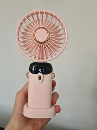 Складной USB мини-вентилятор F56 ручной / настольный пятискоростной с дисплеем и подставкой для телефона + ремешок, 19х9х4.7 см, фиолетовый "S" (86058371)