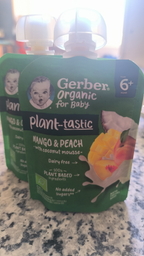 Упаковка фруктового пюре Gerber Organic з манго, персиком та кокосовим мусом для дітей з 6 місяців 80 г x 7 шт (8445290773401) фото від покупців 1
