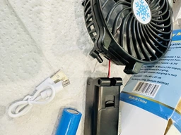 Портативный ручной вентилятор handy mini fan с аккумулятором 18650, черный со складной ручкой фото от покупателей 16