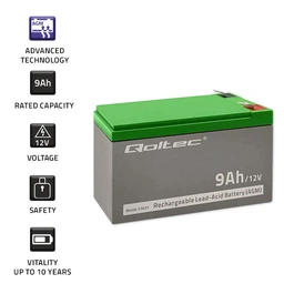 Аккумуляторная батарея Qoltec AGM 12V-9Ah max. 135A (53031)