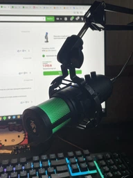 Мікрофон студійний USB настільний конденсаторний для комп’ютера ноутбука навушників стриму запису голосу подкастів трансляцій блогерів YouTube Zoom кардіоїдний з шумоподавленням моніторингом підсвіткою кнопкою Mute виходом 3.5 мм на стійці DKWAY PSY-950 фото від покупців 12