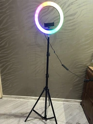 Набор блогера LED лампа RGB MJ-26 26 см + штатив 2.1м + держатель для телефона для фото и видео фото от покупателей 1