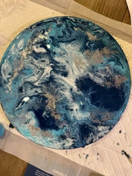 Подарунковий набір для створення картини у техніці "Рідкий акрил/Fluid art". Палітра: "Ocean Heart". 30(см) круг фото от покупателей 1