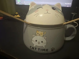 Чашка-супница с крышкой Cat time Stenson YG00959 1л grey