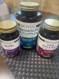 Магний, биотин, витамины для волос, ногтей №60, biotin, Magnesium + B6, Skin, Nails & Hair Complex набор жевательных витамин NOVEL, цена за 3 банки, Женский комплекс фото от покупателей 4