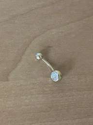 Серьга для пирсинга пупка Shine из медицинской стали под золото прозрачные камни