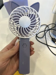 Портативный ручной вентилятор handy mini fan с аккумулятором 18650, черный со складной ручкой фото от покупателей 3