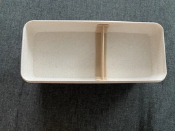 Ланч бокс на 2 уровня с эко пластика ложкой/вилкой и разделителем 750 мл Eco LUNCH бежевый (LB-103714) фото от покупателей 2
