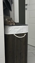 Кошик для білизни бамбуковий Curly 100 л 52 х 32 х 63 см Сіра фото від покупців 6