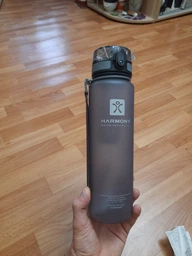 Пляшка для води Harmony Total Graphite 1 л. з контейнером для фруктів і захисним неопреновим чохлом фото від покупців 2