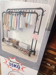 Двойная напольная стойка для одежды Double floor Hanger 110х54 см и полкой для обуви фото от покупателей 5