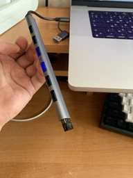 Портативный USB Type-C HUB с переходником на USB-A / концентратор UH04-D, хаб 7в1: 6 x USB 2.0, 1 x USB 3.0, Gray