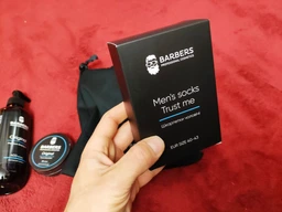 Подарунковий набір для чоловіків Barbers Caffeine & Lemongrass Шампунь для чоловіків для щоденного використання Original 400 мл + Бальзам для бороди Original 50 мл + Шкарпетки чоловічі Trust me (4823109407930)