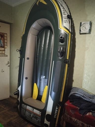 Четырёхместная лодка для рыбалки Seahawk 400 Intex 68351 NP. C алюминиевыми вёслами и насосом в коробке фото от покупателей 1