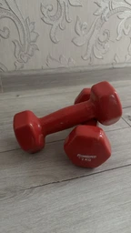 Гантель YogaLife 2 кг 1 шт (YG-GD2R) с виниловым покрытием красная цельная литая неразборная для фитнеса