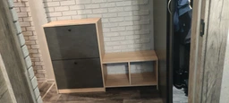 Стильна вузька тумба для взуття в передпокій коридор прихожу Мебель-Сервіс Компо 5 комод під взуття дуб сонома/матера 88х31х128 см