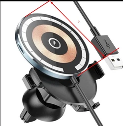 Автотримач з бездротовою зарядкою Hoco CW42 Car Holder на дефлектор АЗУ magnetic car MagSafe 15W для телефону iPhone 12/13/14 Чорний