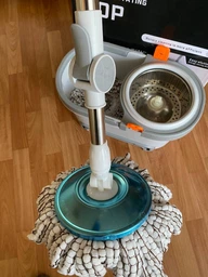Набор для уборки швабра лентяйка 024/10л центрифуга с отжимом и ведром Scratch Mop складная швабра Серый фото от покупателей 4