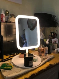 Зеркало для макияжа прямоугольное с 3 режимами LED подсветки на аккумуляторе белое (GS-66011) фото от покупателей 3