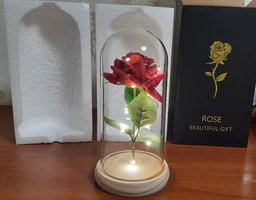 Нічник троянда в скляній колбі з LED підсвічуванням романтичний подарунок в подарунковій коробці фото від покупців 9