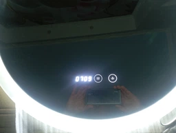 Зеркало с подсветкой для ванной комнаты настенное смарт зеркало LED с подогревом и дисплеем 59х59 см BRS фото от покупателей 1