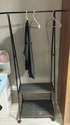 Стойка вешалка для одежды и обуви Coat Rack TW-777 new напольная стальная с полками, на колесах Black фото от покупателей 10