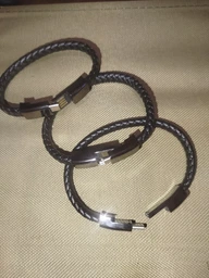 Кабель браслет шкіряний USB&nbsp; - Apple Lightning 20,5 см чорний (W20040)