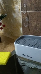 Дозатор для мийного засобу натискний з мочалкою Soap Pump, універсальний насосний органайзер-контейнер для рідкого мила і миючого для посуду, компактний економний диспенсер з губкою для кухні Біло-сірий, SP-001 фото від покупців 7