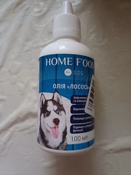 Лососева олія HOME FOOD для здоров’я шкіри та блиску шерсті собак і котів, 100 мл
