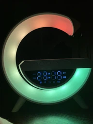 Многофункциональный ночник с будильником BT-3401 RGB с Bluetooth колонкой, Радио и беспроводной зарядкой Белый фото от покупателей 11